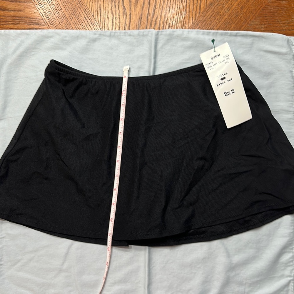 Gabor NWT black skirted full coverage bikini bottom sz 10.